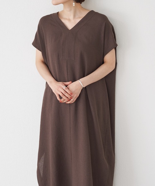 BEARDSLEY（ビアズリー）の「麻調カフタンワンピース（ワンピース・レディース・ブラウン/グレー・FREE）」の12枚目の写真