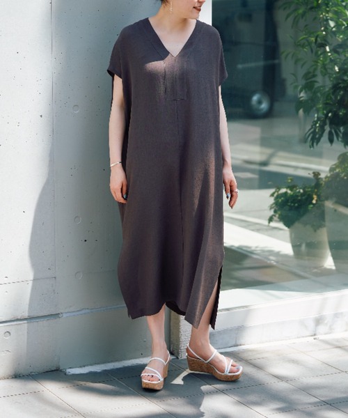 BEARDSLEY（ビアズリー）の「麻調カフタンワンピース（ワンピース・レディース・ブラウン/グレー・FREE）」の20枚目の写真