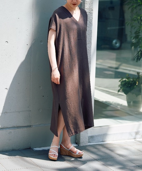 BEARDSLEY（ビアズリー）の「麻調カフタンワンピース（ワンピース・レディース・ブラウン/グレー・FREE）」の19枚目の写真