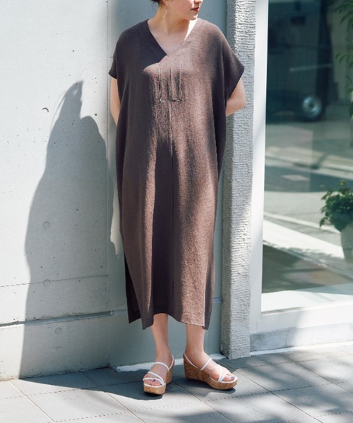 BEARDSLEY（ビアズリー）の「麻調カフタンワンピース（ワンピース・レディース・ブラウン/グレー・FREE）」の17枚目の写真