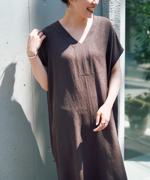 BEARDSLEY（ビアズリー）の「麻調カフタンワンピース（ワンピース・レディース・ブラウン/グレー・FREE）」の16枚目の写真