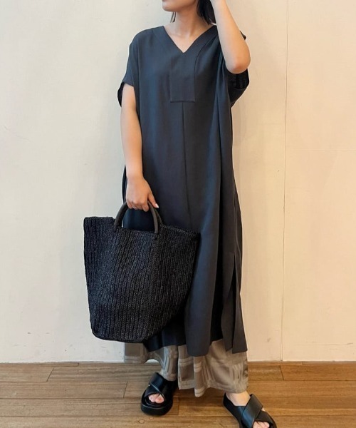 BEARDSLEY（ビアズリー）の「麻調カフタンワンピース（ワンピース・レディース・ブラウン/グレー・FREE）」の8枚目の写真