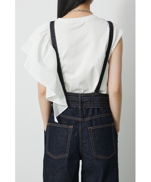 AZUL by moussy（アズールバイマウジー）の「WIDE DENIM OVERALL/ワイドデニムオーバーオール（サロペット/オーバーオール・レディース・ワンウォッシュ/ライトベージュ・SMALL/MEDIUM）」の11枚目の写真