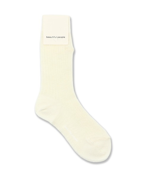 beautiful people(ビューティフルピープル)の「beautiful people wool ribsocks 1245511946(ソックス/靴下・レディース・ブラック/オフホワイト・FREE)」の1枚目の写真