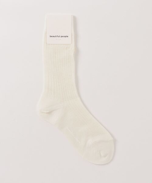 beautiful people(ビューティフルピープル)の「beautiful people wool ribsocks 1245511946(ソックス/靴下・レディース・ブラック/オフホワイト・FREE)」の6枚目の写真