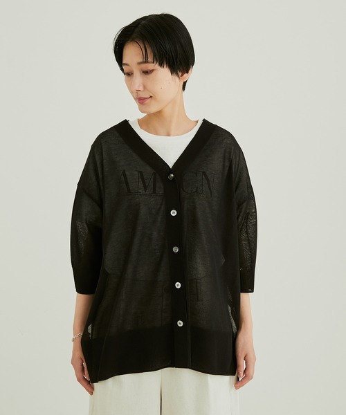 SALON adam et rope'（サロン アダム エ ロペ）の「ハーフスリーブシアーVネックサマーカーディガン（カーディガン/ボレロ・レディース・ブラック/オフホワイト/ピンク/グリーン系その他・FREE）」の18枚目の写真