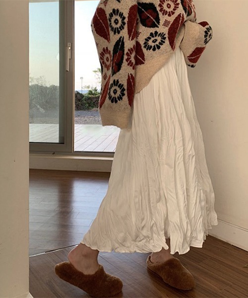 Dream garden（ドリームガーデン）の「YUGA  皺加工フレアスカート（スカート・レディース・ホワイト/ブラック/オフホワイト・FREE）」の2枚目の写真