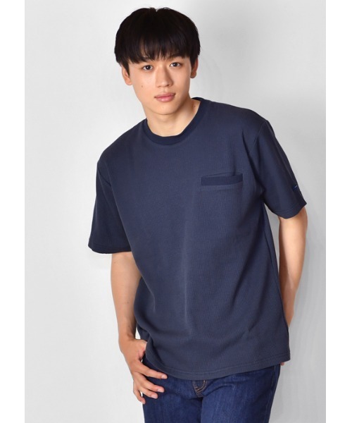 EVOLUTION(エボリューション)の「ちょっとリッチな大人のワッフルTシャツ(Tシャツ/カットソー・メンズ・ネイビー/オフホワイト/ホワイト系その他2/ブルー系その他2・MEDIUM/LARGE/X-LARGE/XX-LARGE)」の3枚目の写真