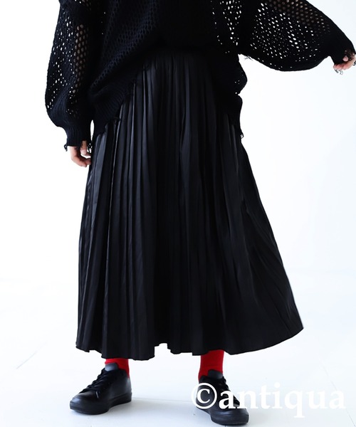 antiqua（アンティカ）の「サテンプリーツスカート（スカート・キッズ・グリーン/アイボリー/ブラック/ピンク・4/6/3/5）」の3枚目の写真