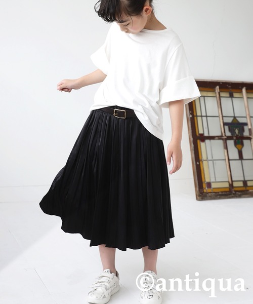 antiqua（アンティカ）の「サテンプリーツスカート（スカート・キッズ・グリーン/アイボリー/ブラック/ピンク・4/6/3/5）」の12枚目の写真