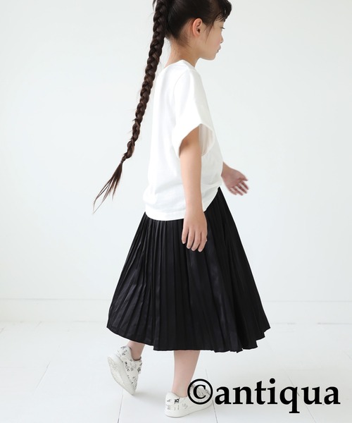antiqua（アンティカ）の「サテンプリーツスカート（スカート・キッズ・グリーン/アイボリー/ブラック/ピンク・4/6/3/5）」の13枚目の写真