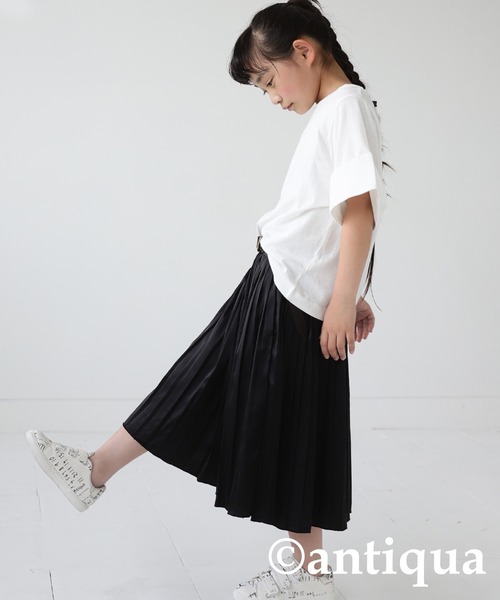 antiqua（アンティカ）の「サテンプリーツスカート（スカート・キッズ・グリーン/アイボリー/ブラック/ピンク・4/6/3/5）」の14枚目の写真