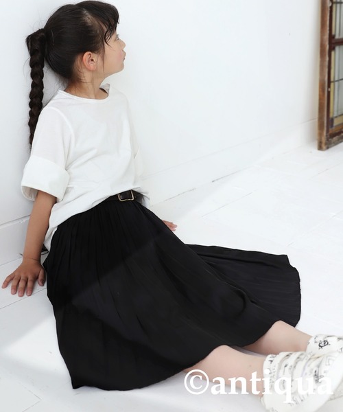 antiqua（アンティカ）の「サテンプリーツスカート（スカート・キッズ・グリーン/アイボリー/ブラック/ピンク・4/6/3/5）」の15枚目の写真
