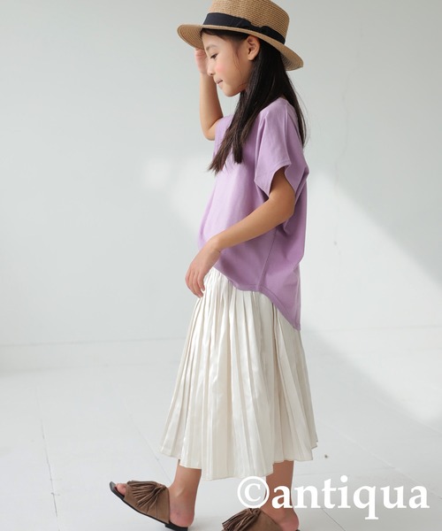 antiqua（アンティカ）の「サテンプリーツスカート（スカート・キッズ・グリーン/アイボリー/ブラック/ピンク・4/6/3/5）」の5枚目の写真