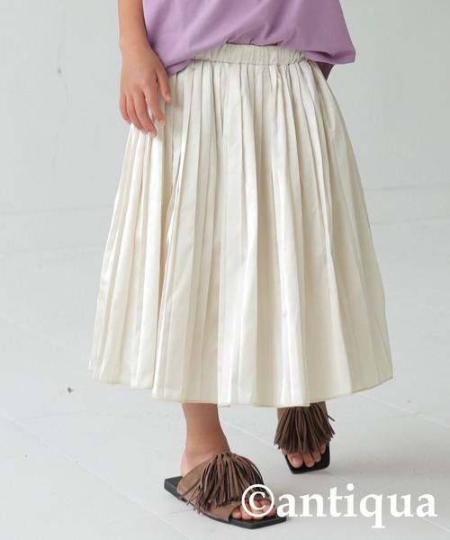 antiqua（アンティカ）の「サテンプリーツスカート（スカート・キッズ・グリーン/アイボリー/ブラック/ピンク・4/6/3/5）」の7枚目の写真