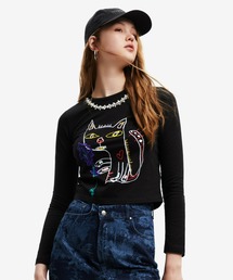 ネコモチーフ アーティTシャツ