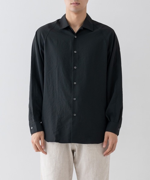 BRICK & SONS(ブリックアンドサンズ)の「リラックスラグランスリーブシャツ<ブラック>(シャツ/ブラウス・メンズ・ブラック・LL/M/L/S)」の16枚目の写真