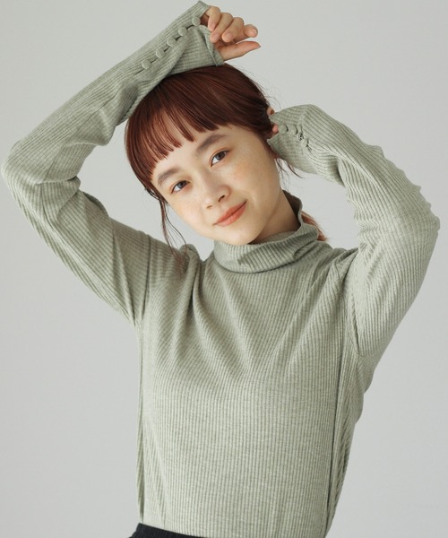 Crisp（クリスプ）の「タートルリブTシャツ（Tシャツ/カットソー・レディース・ブルー/ベージュ/ピンク/グリーン・FREE）」の5枚目の写真