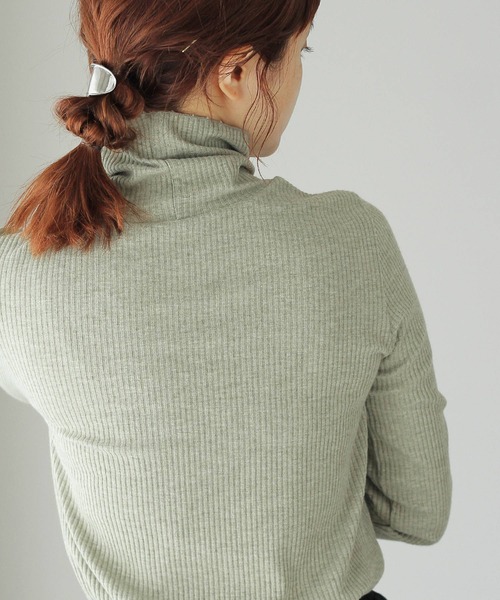 Crisp（クリスプ）の「タートルリブTシャツ（Tシャツ/カットソー・レディース・ブルー/ベージュ/ピンク/グリーン・FREE）」の7枚目の写真