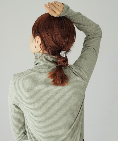 Crisp（クリスプ）の「タートルリブTシャツ（Tシャツ/カットソー・レディース・ブルー/ベージュ/ピンク/グリーン・FREE）」の8枚目の写真