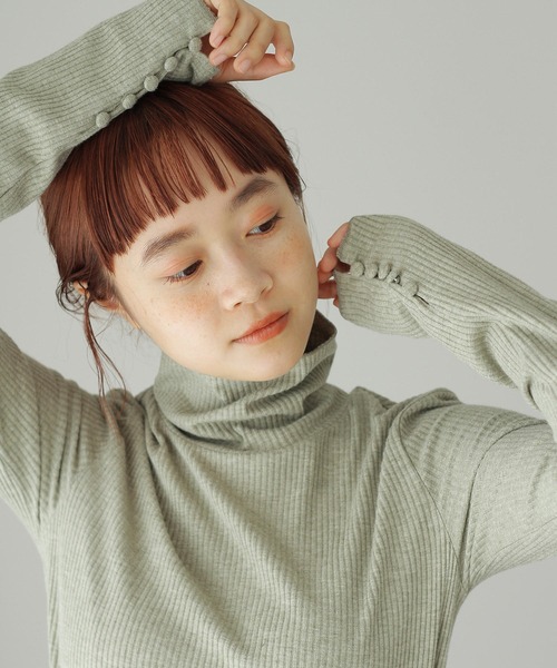 Crisp（クリスプ）の「タートルリブTシャツ（Tシャツ/カットソー・レディース・ブルー/ベージュ/ピンク/グリーン・FREE）」の9枚目の写真