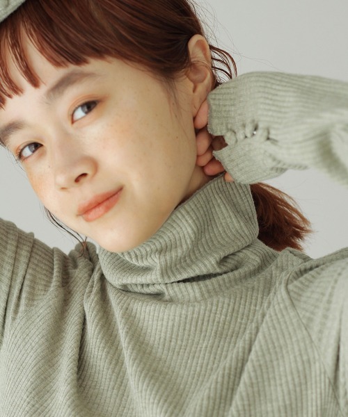 Crisp（クリスプ）の「タートルリブTシャツ（Tシャツ/カットソー・レディース・ブルー/ベージュ/ピンク/グリーン・FREE）」の10枚目の写真