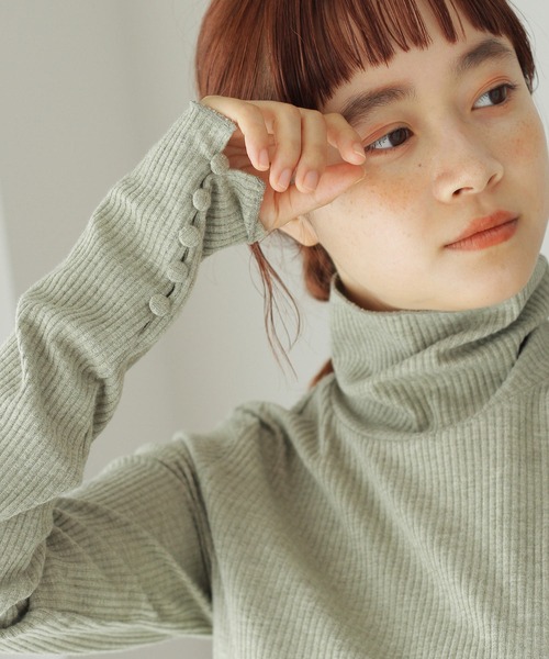 Crisp（クリスプ）の「タートルリブTシャツ（Tシャツ/カットソー・レディース・ブルー/ベージュ/ピンク/グリーン・FREE）」の11枚目の写真