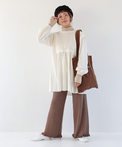 Crisp（クリスプ）の「タートルリブTシャツ（Tシャツ/カットソー・レディース・ブルー/ベージュ/ピンク/グリーン・FREE）」の16枚目の写真