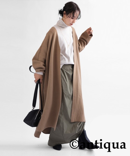 antiqua(アンティカ)の「ロングカーディガン(カーディガン/ボレロ・レディース・ブラック/ベージュ/ブルーグリーン/ベージュ系その他・FREE)」の8枚目の写真
