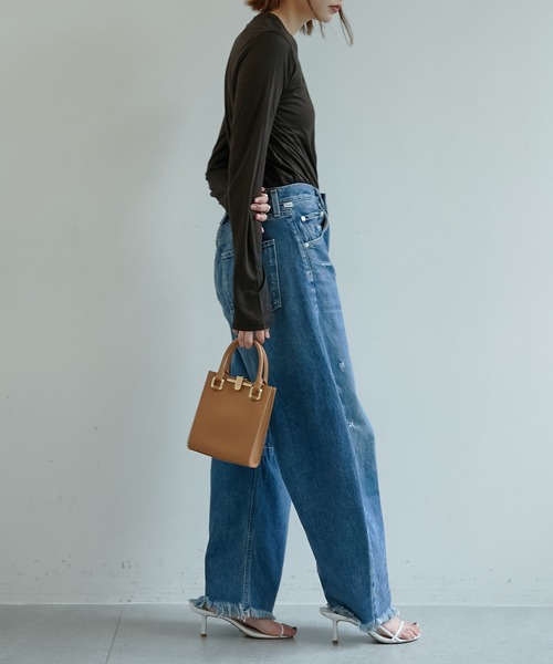 BASERANGE（ベースレンジ）の「【BASERANGE】ロングスリーブカットソー（Tシャツ/カットソー・レディース・ブラック/ベージュ/ダークブラウン・SMALL）」の8枚目の写真