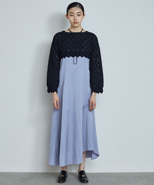 美品 TAN STUDIOUS 別注レースショートトップス ブラック TAN（タン）の「【TAN(タン)】別注レースショートトップス