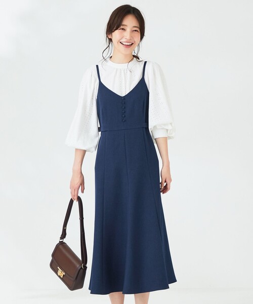 ANY SIS(エニィスィス)の「【洗える】ウーリッシュマーメイドキャミ ワンピース(ワンピース・レディース・ネイビー系/ベージュ系・0)」の2枚目の写真