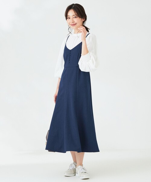 ANY SIS(エニィスィス)の「【洗える】ウーリッシュマーメイドキャミ ワンピース(ワンピース・レディース・ネイビー系/ベージュ系・0)」の3枚目の写真
