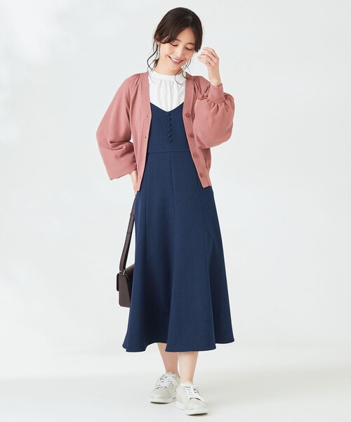 ANY SIS(エニィスィス)の「【洗える】ウーリッシュマーメイドキャミ ワンピース(ワンピース・レディース・ネイビー系/ベージュ系・0)」の4枚目の写真