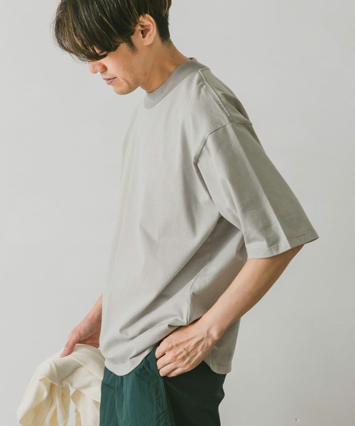 URBAN RESEARCH DOORS（アーバンリサーチドアーズ）の「ミジンボーダーモックネックタフTシャツ（Tシャツ/カットソー・メンズ・ネイビー/グレー系その他/ブルー系その他・MEDIUM/LARGE）」の2枚目の写真