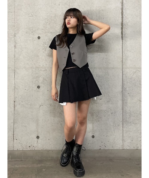 ENVYM(アンビー)の「コンパクトベスト(その他アウター・レディース・ブラック/グレー/ストライプ・FREE)」の5枚目の写真