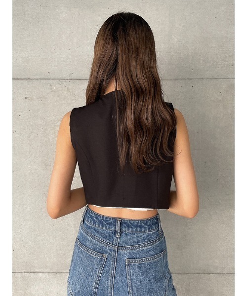 ENVYM(アンビー)の「コンパクトベスト(その他アウター・レディース・ブラック/グレー/ストライプ・FREE)」の8枚目の写真