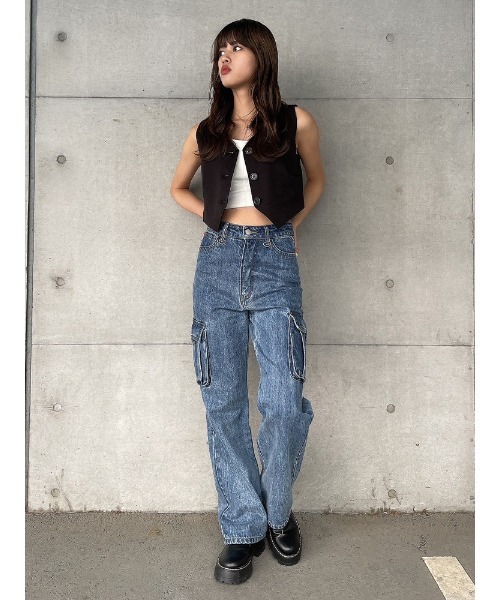 ENVYM(アンビー)の「コンパクトベスト(その他アウター・レディース・ブラック/グレー/ストライプ・FREE)」の9枚目の写真