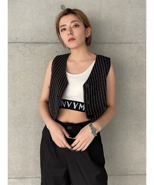 ENVYM(アンビー)の「コンパクトベスト(その他アウター・レディース・ブラック/グレー/ストライプ・FREE)」の12枚目の写真