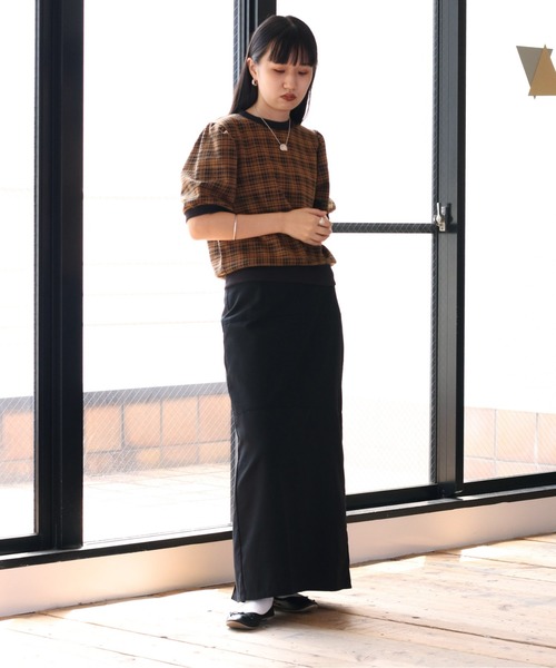 cepo(セポ)の「ダークチェックパフスリーブTee(Tシャツ/カットソー・レディース・チャコールグレー/グレー/イエロー系・M)」の20枚目の写真