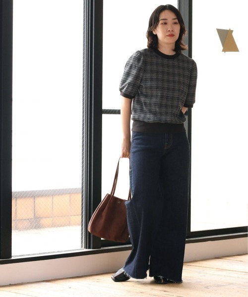 cepo(セポ)の「ダークチェックパフスリーブTee(Tシャツ/カットソー・レディース・チャコールグレー/グレー/イエロー系・M)」の19枚目の写真