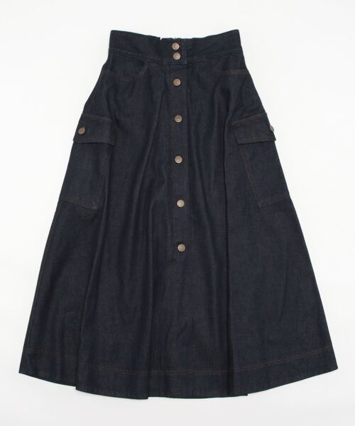 STRAWBERRY-FIELDS（ストロベリーフィールズ）の「アリコットストレッチ　スカート（デニムスカート・レディース・ネイビー・2）」の3枚目の写真
