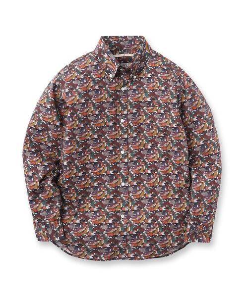 40ｃｔ＆525（フォーティーカラッツアンドゴーニーゴ）の「◆【Sサイズ～】総柄プリント ボタンダウンシャツ（シャツ/ブラウス・メンズ・ネイビー系/ホワイト系1/ダークブラウン系/オレンジ系5・02/04/01/03）」の5枚目の写真