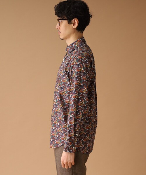 40ｃｔ＆525（フォーティーカラッツアンドゴーニーゴ）の「◆【Sサイズ～】総柄プリント ボタンダウンシャツ（シャツ/ブラウス・メンズ・ネイビー系/ホワイト系1/ダークブラウン系/オレンジ系5・02/04/01/03）」の7枚目の写真
