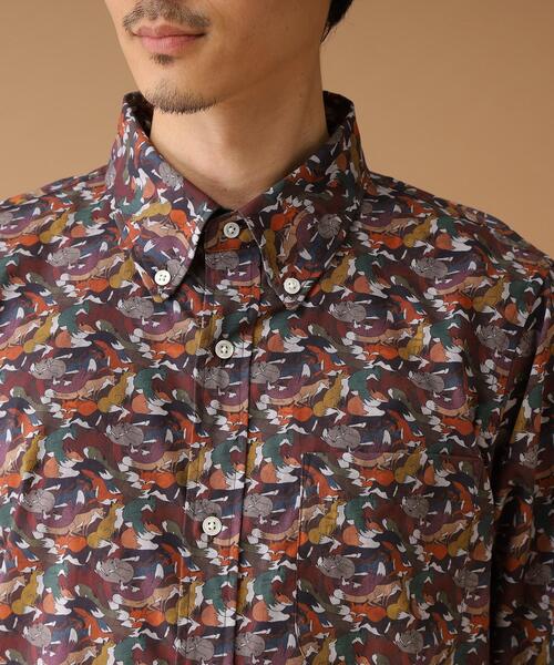 40ｃｔ＆525（フォーティーカラッツアンドゴーニーゴ）の「◆【Sサイズ～】総柄プリント ボタンダウンシャツ（シャツ/ブラウス・メンズ・ネイビー系/ホワイト系1/ダークブラウン系/オレンジ系5・02/04/01/03）」の9枚目の写真