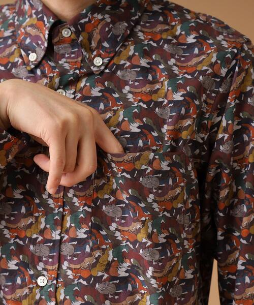 40ｃｔ＆525（フォーティーカラッツアンドゴーニーゴ）の「◆【Sサイズ～】総柄プリント ボタンダウンシャツ（シャツ/ブラウス・メンズ・ネイビー系/ホワイト系1/ダークブラウン系/オレンジ系5・02/04/01/03）」の10枚目の写真