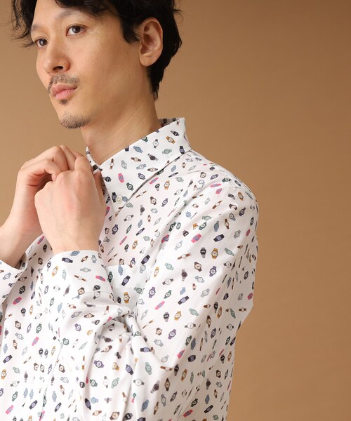 40ｃｔ＆525（フォーティーカラッツアンドゴーニーゴ）の「◆【Sサイズ～】総柄プリント ボタンダウンシャツ（シャツ/ブラウス・メンズ・ネイビー系/ホワイト系1/ダークブラウン系/オレンジ系5・02/04/01/03）」の15枚目の写真