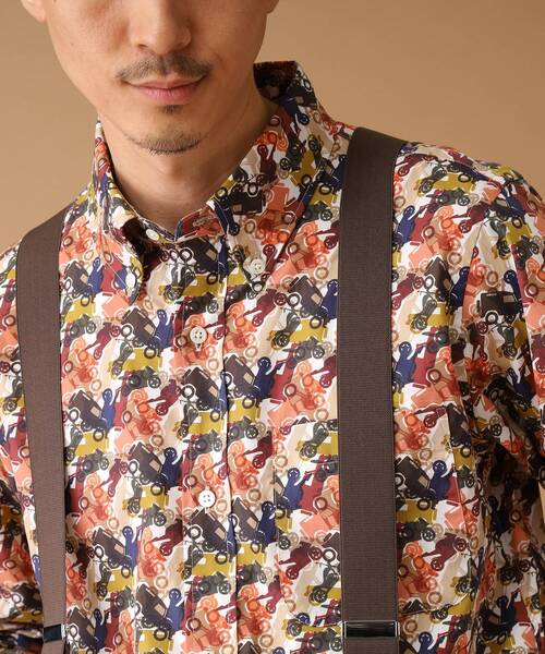 40ｃｔ＆525（フォーティーカラッツアンドゴーニーゴ）の「◆【Sサイズ～】総柄プリント ボタンダウンシャツ（シャツ/ブラウス・メンズ・ネイビー系/ホワイト系1/ダークブラウン系/オレンジ系5・02/04/01/03）」の19枚目の写真