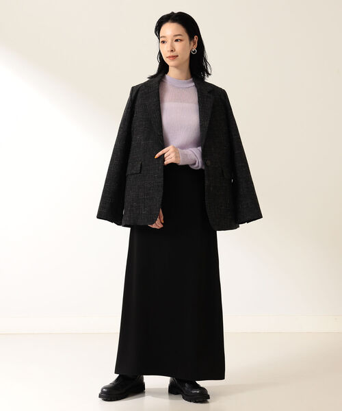 Demi-Luxe BEAMS(デミルクス ビームス)の「Demi-Luxe BEAMS / ウール リネン テーラードジャケット(テーラードジャケット・レディース・ブラック・40/38/36)」の2枚目の写真