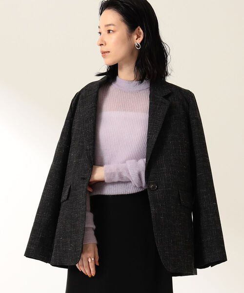 Demi-Luxe BEAMS(デミルクス ビームス)の「Demi-Luxe BEAMS / ウール リネン テーラードジャケット(テーラードジャケット・レディース・ブラック・40/38/36)」の6枚目の写真